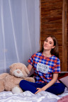 Женская пижама ЖП 024/4 (клетка сине-оранжевая)